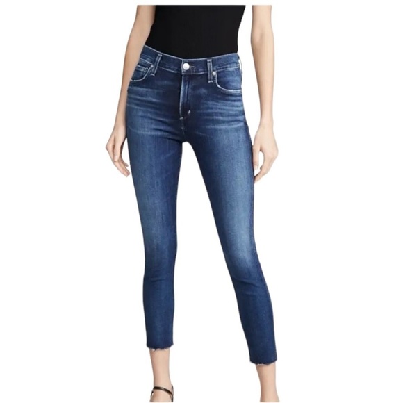 Agolde Sophie Crop Jeans Size 26 Dark Wash - Picture 1 of 10